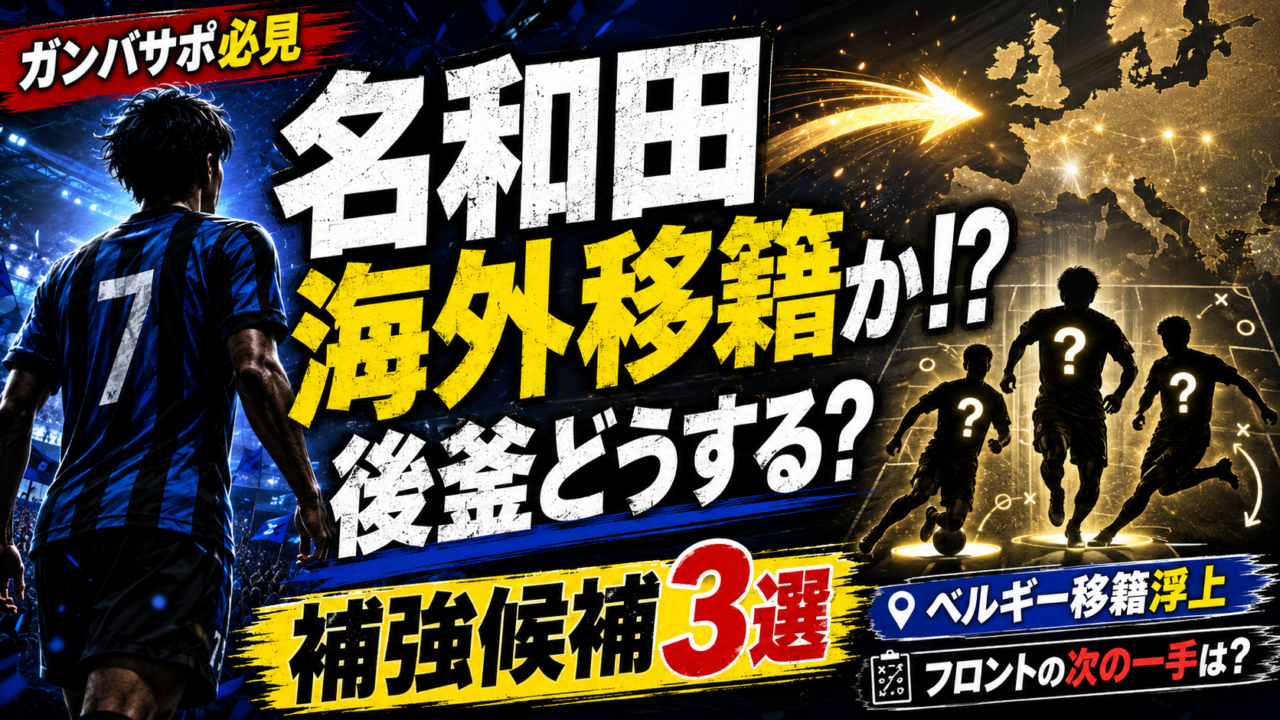 【ガンバ大阪】名和田我空がシャルルロワ移籍へ?ベルギー1部が期限付きオファー!後釜候補3選と今後の補強を徹底考察 【ガンバ大阪】名和田我空がシャルルロワ移籍へ?ベルギー1部が期限付きオファー!後釜候補3選と今後の補強を徹底考察