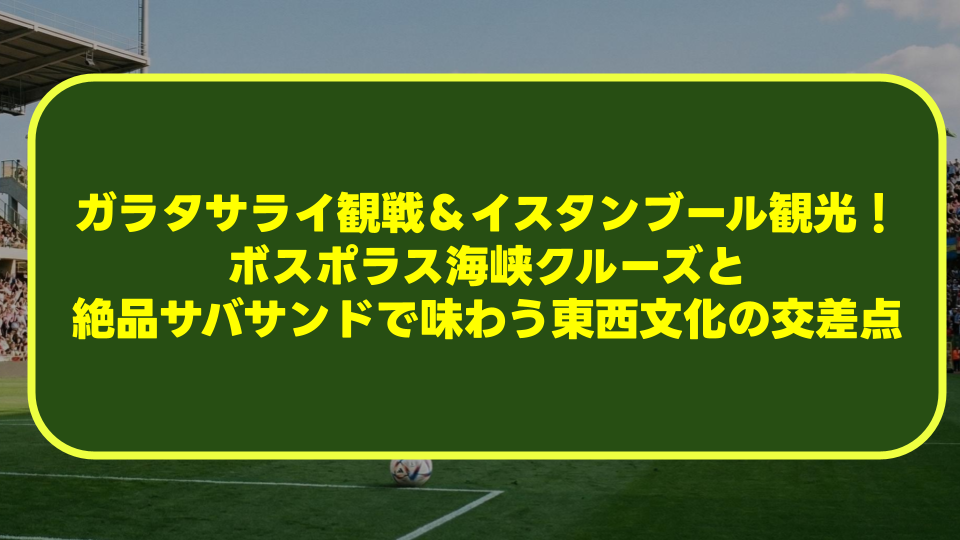 【完全ガイド】ガラタサライ観戦＆イスタンブール観光！ボスポラス海峡クルーズと絶品サバサンドで味わう東西文化の交差点