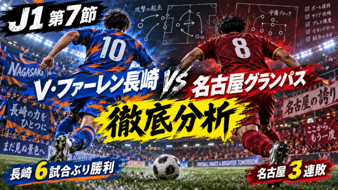 【J1第7節】V・ファーレン長崎vs名古屋グランパス 徹底分析｜マテウス・ジェズス＆チアゴ・サンタナ弾！長崎が6試合ぶり勝利