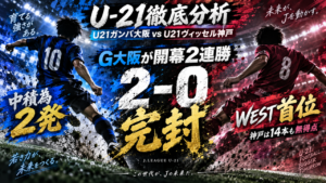 【U-21 Jリーグ】U21ガンバ大阪vsU21ヴィッセル神戸 徹底分析|中積爲が圧巻2発!G大阪が2-0完封で開幕2連勝 【U-21 Jリーグ】U21ガンバ大阪vsU21ヴィッセル神戸 徹底分析|中積爲が圧巻2発!G大阪が2-0完封で開幕2連勝