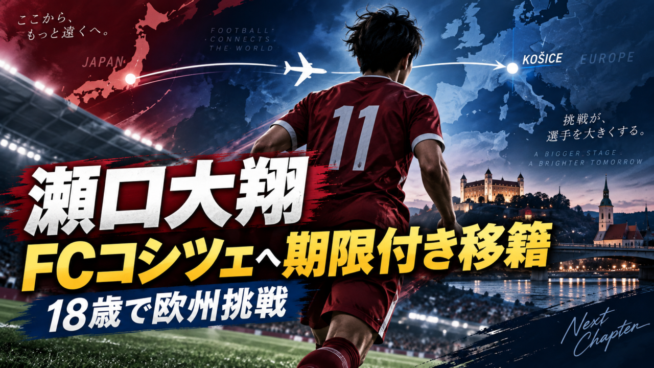 【移籍情報】ヴィッセル神戸・瀬口大翔がFCコシツェへ期限付き移籍|18歳で挑む初の欧州舞台 【移籍情報】ヴィッセル神戸・瀬口大翔がFCコシツェへ期限付き移籍|18歳で挑む初の欧州舞台