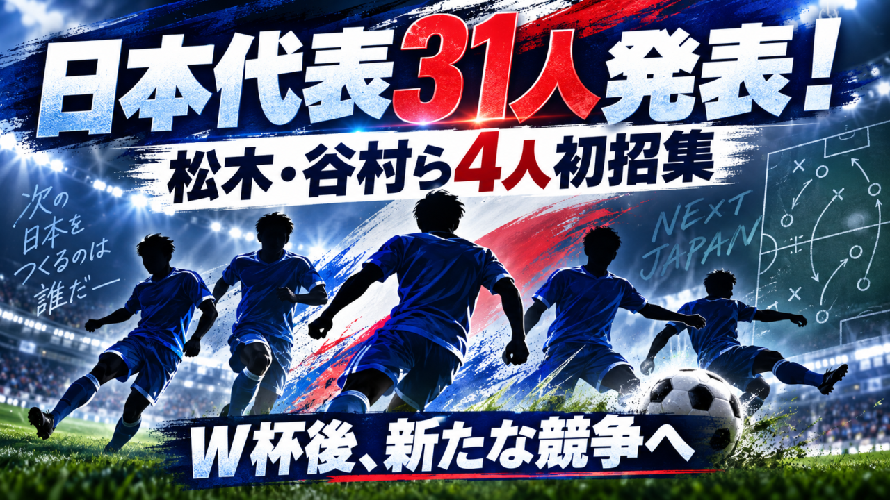 【日本代表メンバー発表】松木玖生・谷村海那ら4人が初招集!W杯後初の31人を徹底分析 【日本代表メンバー発表】松木玖生・谷村海那ら4人が初招集!W杯後初の31人を徹底分析