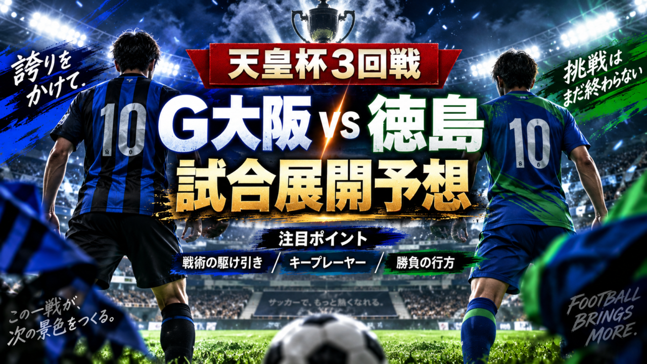 【天皇杯】ガンバ大阪vs徳島ヴォルティス｜7戦未勝利のガンバに徳島が挑む！試合展開を徹底予想
