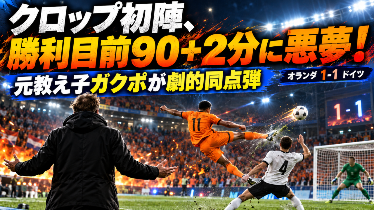 【UEFAネーションズリーグ】オランダ代表vsドイツ代表 劇的決着！ガクポ90＋2分弾でクロップ初陣ドロー