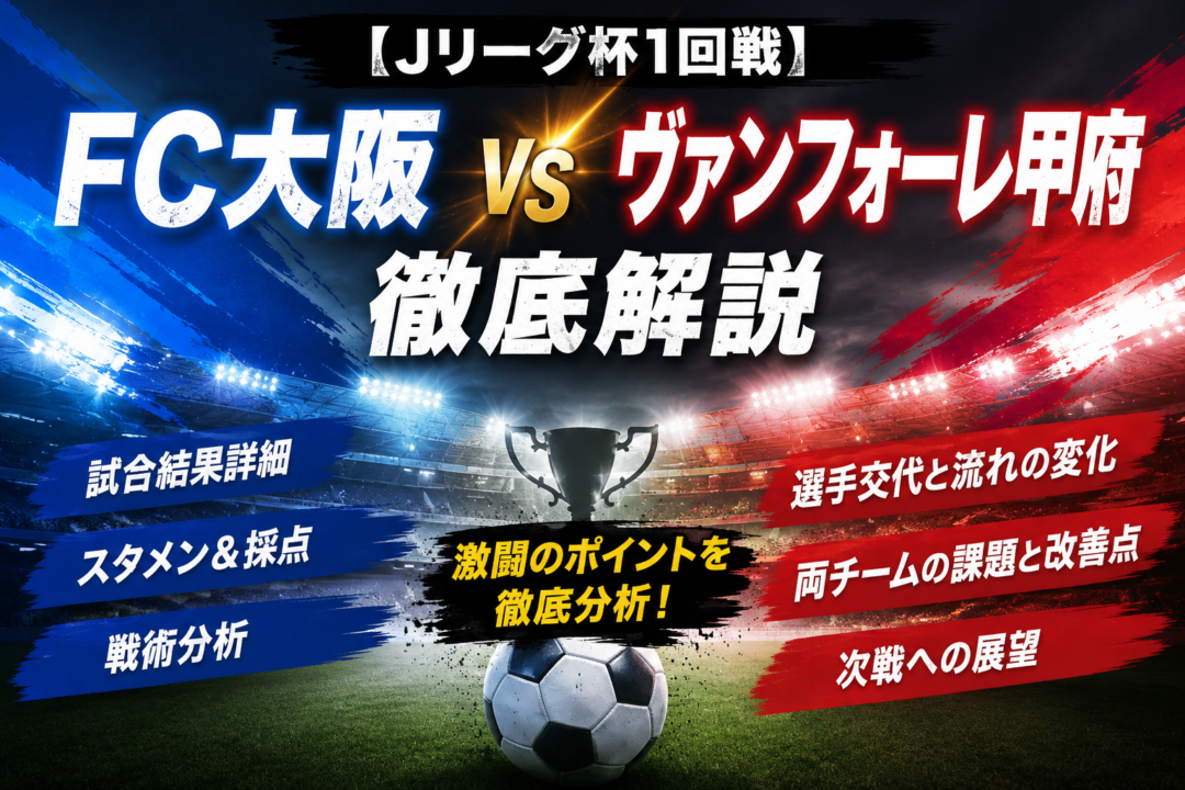 【ルヴァンカップ1回戦】FC大阪が甲府に3-0完勝!長野星輝・木匠貴大・福井和樹がゴール|試合結果・採点・戦術を徹底分析 【ルヴァンカップ1回戦】FC大阪が甲府に3-0完勝!長野星輝・木匠貴大・福井和樹がゴール|試合結果・採点・戦術を徹底分析