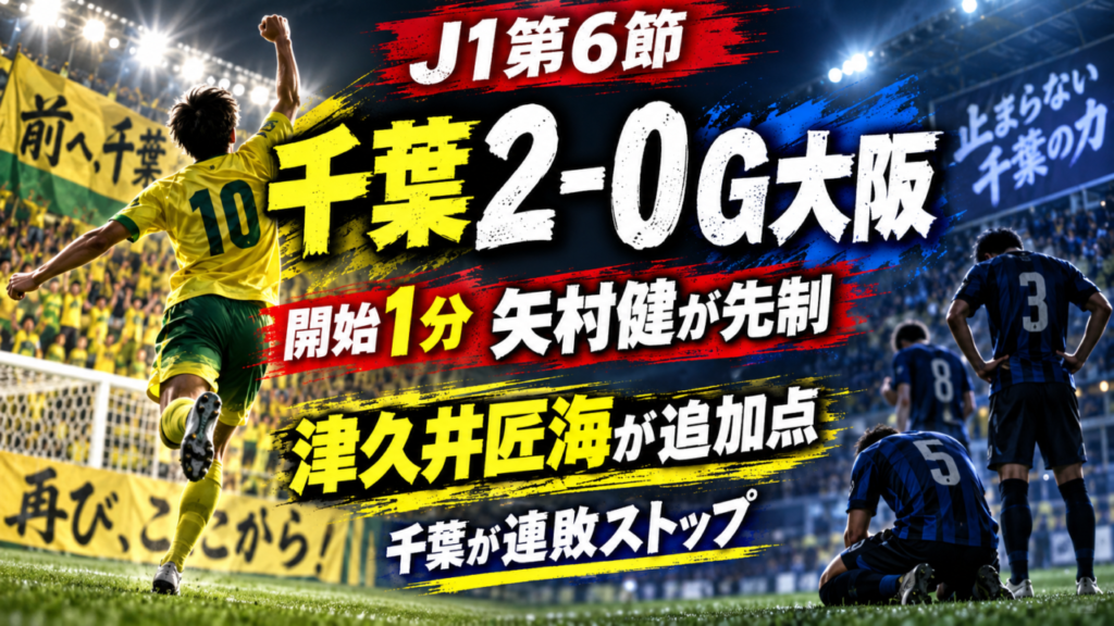 【J1第6節】ジェフユナイテッド千葉 2-0 ガンバ大阪|試合分析 【J1第6節】ジェフユナイテッド千葉 2-0 ガンバ大阪|試合分析