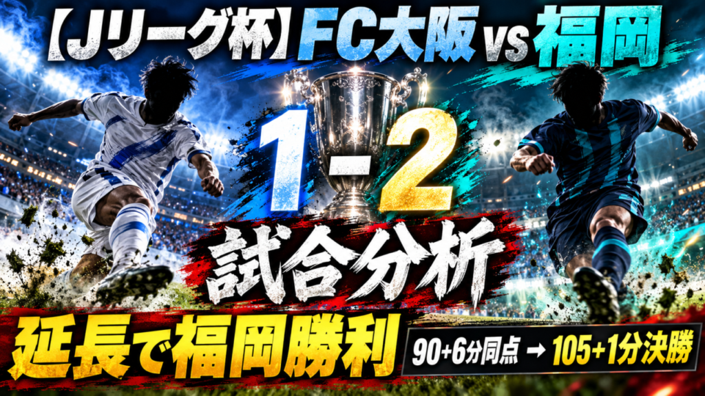 【Jリーグ杯】FC大阪vsアビスパ福岡｜延長105+1分に上島拓巳が決勝弾！福岡が2-1勝利