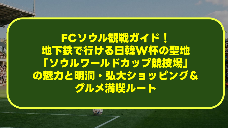 【完全攻略】FCソウル観戦ガイド！地下鉄で行ける日韓W杯の聖地「ソウルワールドカップ競技場」の魅力と明洞・弘大ショッピング＆グルメ満喫ルート