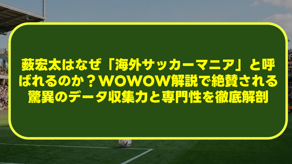 薮宏太はなぜ「海外サッカーマニア」と呼ばれるのか?WOWOW解説で絶賛される驚異のデータ収集力と専門性を徹底解剖 薮宏太はなぜ「海外サッカーマニア」と呼ばれるのか?WOWOW解説で絶賛される驚異のデータ収集力と専門性を徹底解剖