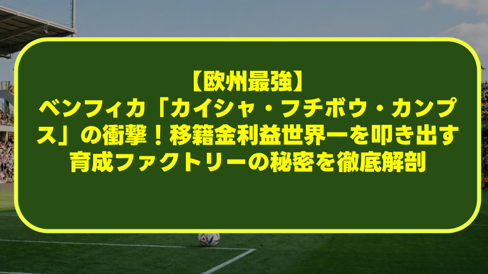 【欧州最強】ベンフィカ「カイシャ・フチボウ・カンプス」の衝撃!移籍金利益世界一を叩き出す育成ファクトリーの秘密を徹底解剖 【欧州最強】ベンフィカ「カイシャ・フチボウ・カンプス」の衝撃!移籍金利益世界一を叩き出す育成ファクトリーの秘密を徹底解剖